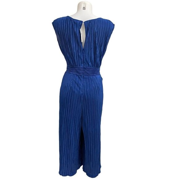 ANTHROPOLOGIE MAEVE SONATA BLUE PLEATED WIDE LEG CAP SLEEVE JUMPSUIT SZ 8 NEW! - Picture 7 of 13